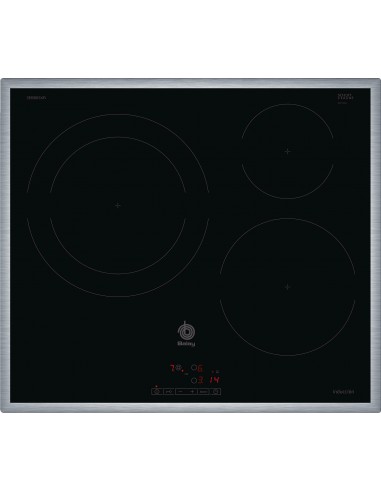 Balay 3EB864ER - Placa de inducción, 60 cm, 3 Zonas de cocción, Zona 24 cm  I Sin bisel I Año 2021, color negro